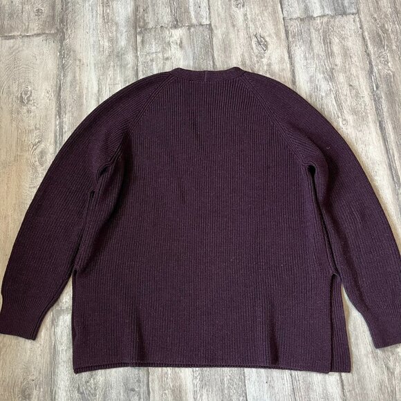 Athleta Switchback Wool-Blend Sweater, Auberge Purple, V-Neck Oversized, Small - Picture 6 of 8